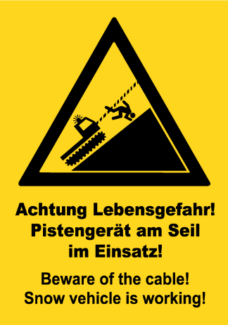 Hinweis Seilwindenpräparierung Sölden Sicherheit