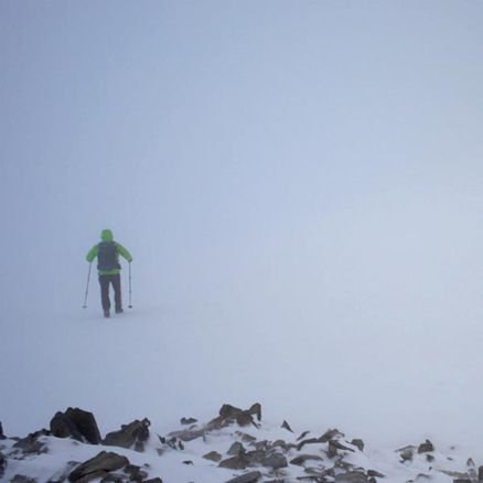 Beim Abstieg ist die Sicht gleich null