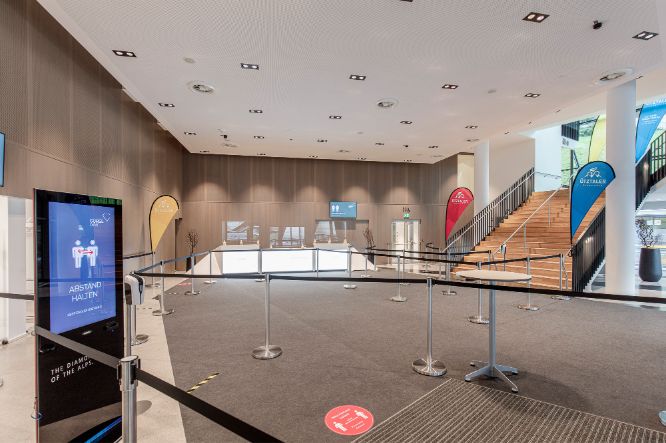 Covid route as a one-way road & digital signage